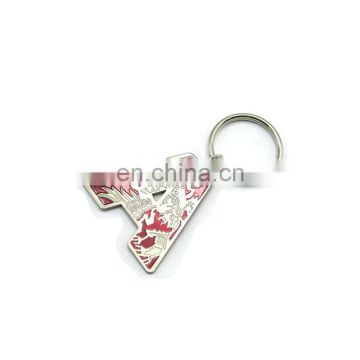 Custom metal keychain A shape car keyring fill in color wholesale