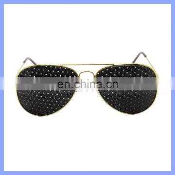 Gold Metal Frame Fashion Pinhole Glasses Eyesight Vision Improve