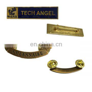 name badge and enamel pin badge with butterfly clutch or safety pin backing