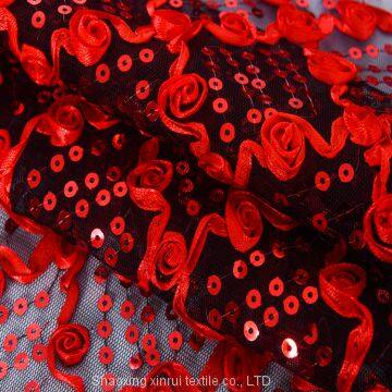 wholesale  india fashion sequin online stripe dress fabric embroidered