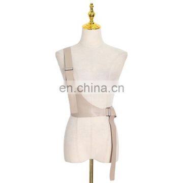 TWOTWINSTYLE Buckle Women's PU Waistcoat Waist Seal Adjustable Asymmetrical For Female Top Decorative Belt