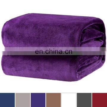 Super Soft Fluffy Luxury Warm Purple Solid Color Polar Flannel Coral Fleece Plush Throw Blanket For Sofa Bed