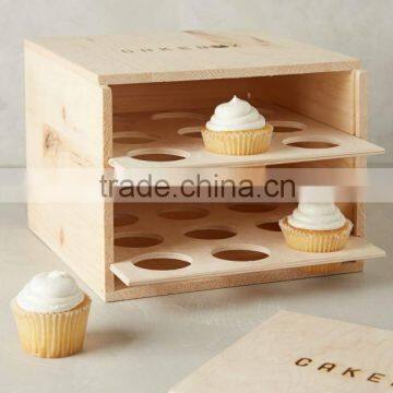 Custom Logo and Color Wooden Cupcake Carrier, Wood Cupcake Tote
