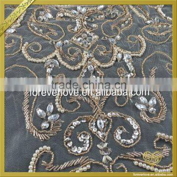 Handmade Flower Shape Beaded Crystal Rhinestone Applique for Dress FHA-054 photo-5