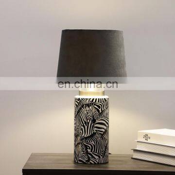 Creative Nordic Design Zebra Pattern Cylinder Shape Ceramic Material Hotel Table Lamp for Home Decor photo-4