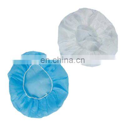 Free Single Use Non Sterile Disposable PP Non Woven Fluid Resistant Head Hairnet Hat Bouffant Round Nurse Cap