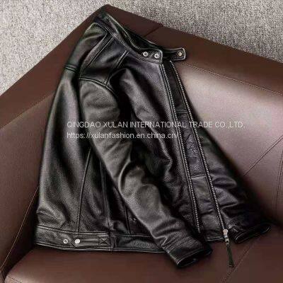 2021NEW FASHION WASHED MEN'S GENUINE COWSKIN LEATHER JACKET FACTORY HOT SALE photo-5