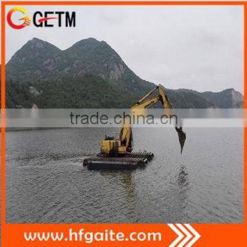 3 Chains swamp marsh excavator Q345B steel fabricated pontoon