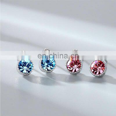 High Quality Fashion 925 Sterling Silver Jewelry Earrings Luxury Blue Crystal Ocean Heart Earrings for Women photo-3