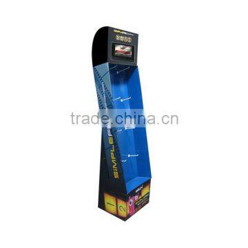 Design and Printing POS Corrugated Retail Advertising Cardboard Lamp Display Stand with Hooks