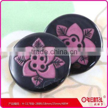 High End Large Plastic Coat Button With Engrave Flower Pattern photo-3