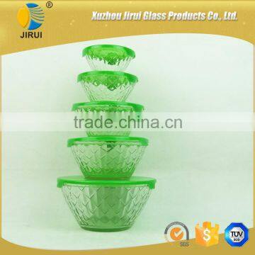 Heat resistant green 5 pcs glass bowls set                        
                                                Quality Choice