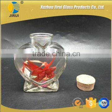 300ml clear heart shape glass wishing bottle