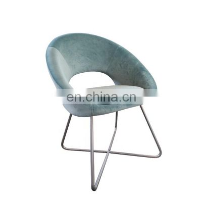 Wholesale Luxury Blue Velvet Foam Nordic Style Iron Legs Leisure Chair Outdoor Metal Wire Beach Chair