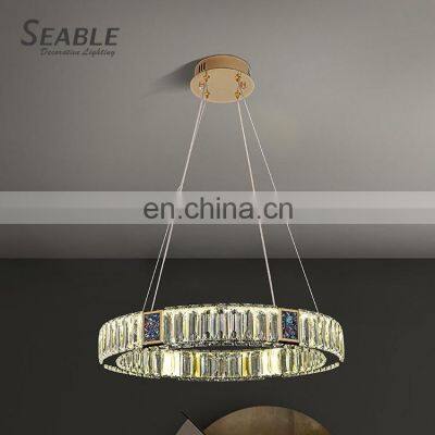 New Product Luxury Indoor Decoration Living Room Dining Room Ring LED Crystal Pendant Light