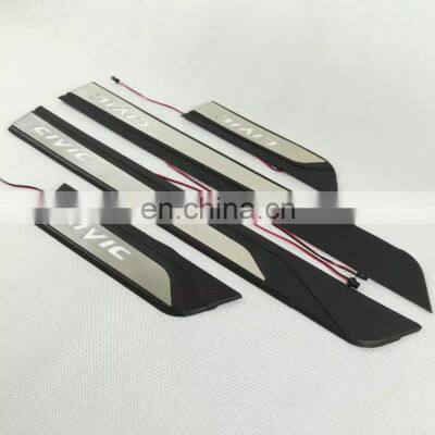 Entry Pedal For Honda Civic New 2021 ABS Steel LED Light Car Setup Part Door Sill Scuff Plate