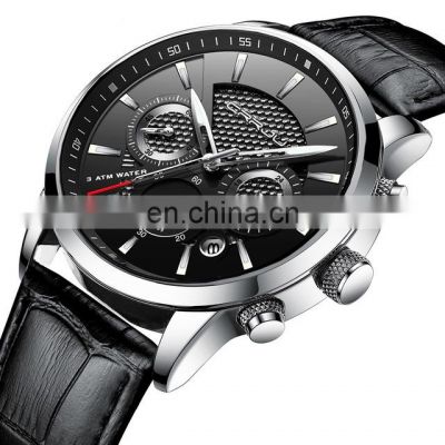 CRRJU 2212 Customized man quartz watch 3d case design chrono day waterproof fashion leather wristwatches men automatic