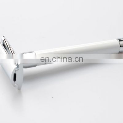 4.3inch stainless steel double edge safety razor in white