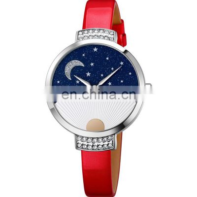 9279 skmei moon watch night new fashion leather quartz women wristwatch accept customized order logo