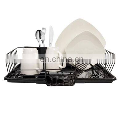 Compact Metal Dish Drainer Rack With Drainboard and Utensil Holder Set, 12
