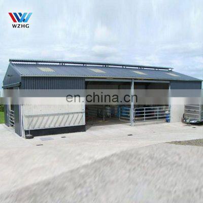 China Low Cost Prefab Metal Steel Structure Farm Building Cow Chicken Sheep barn shed for sale