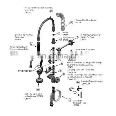 Pre-Rinse Shower Short Height Double Lever, Single Hole, Deck Mount - 4.50 GPM Spray Valve in Beat Price From Manufacture photo-2