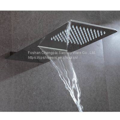 Ultra thin three functions shower overhead shower rainfall and waterfall wall mounted