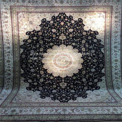9x12ft Dark Mblue Handmade Silk Persian Carpet for Sitting Room and Meeting Room photo-2