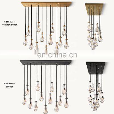 Modern Industrial Rain Drop Pendant Light Chandelier With Unique Glass Shade For Kitchen Island Living Room Bedroom Dining Room