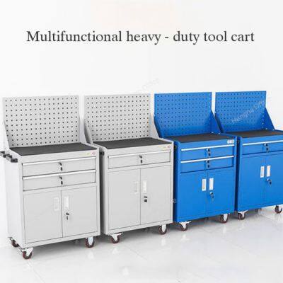 Multi-Drawer Tool Cabinet on Wheels with Side Tool Board and Smooth Rolling Casters for MRO Facility and School Training Center-Long Lifespan