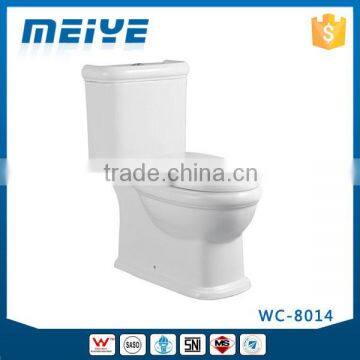 WC-8014 Washdown Two-piece Toilet with Soft Closing Cover Ramp Down Closer, Water Closet Toilet Bowl