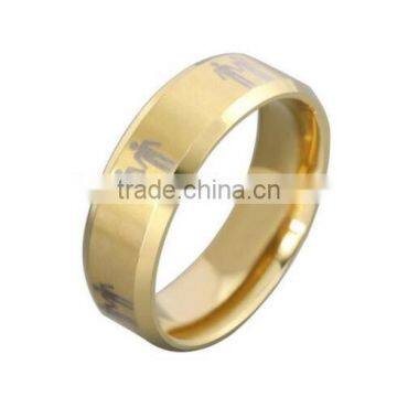 Titanium Plated 18K Gold Men's Fashion Finger Rings Gay