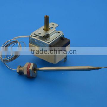 Capillary thermostat and bimetal thermostat for oven use