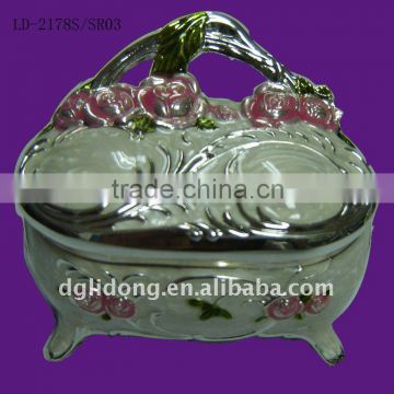 Elegant New Style Color Silver Polished Metal Earring Box