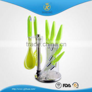 KITCHEN KING color non-stick coating knife set with silicone utensils skimmer/soup ladle/slotted turner