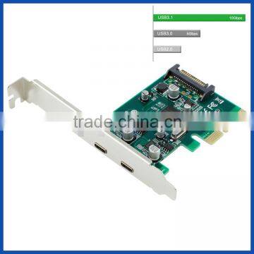 Desktop USB 3.1 type C controller card PCIE x4 to daul USB3.1 Type C 10Gbps expansion Card