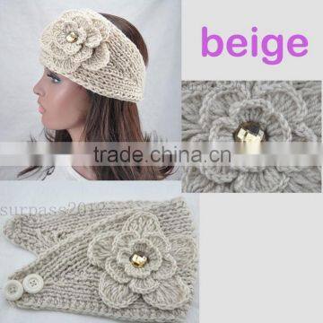 Fashion Beige Knit Elastic Lady Hair Headband