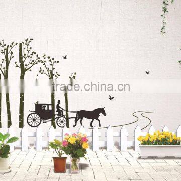 Black Trees Birds Carriage Wall Decal Home Sticker Paper Removable Living Room Bedroom Art Picture DIY Mural