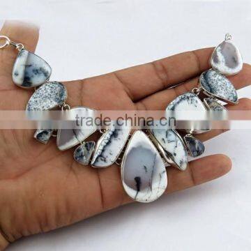Beautiful Style Dandritic Opal Silver Necklace, Silver Jewelry Wholesaler, Handmade Silver Jewelry photo-2