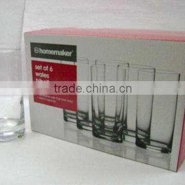 Handmade Clear Stocked set 6 drinking highball glasses