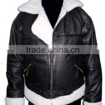 Leather Bomber Jacket with poly Fur