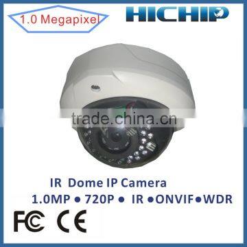 1.0 Megapixel Onvif Hisilicon Hi3518 Vandal-proof IR IP Dome Camera P2P with WDR