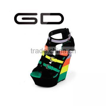 New Arrival Bamboo Heel Color Matching Wedge Shoes Women photo-2