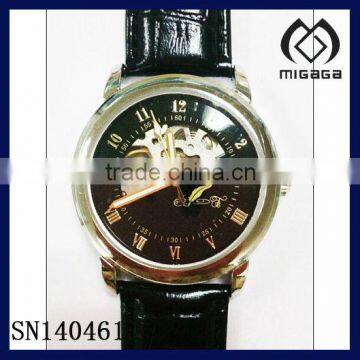 made in china mechanical watch alloy case pu strap-cheap wholesale stock mechanical watch