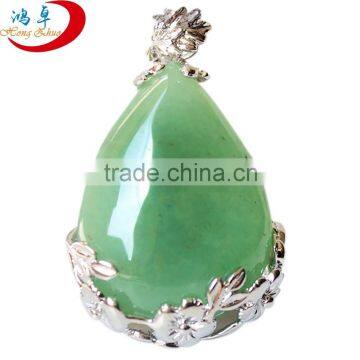 Water drop shape green aventurine pendant
