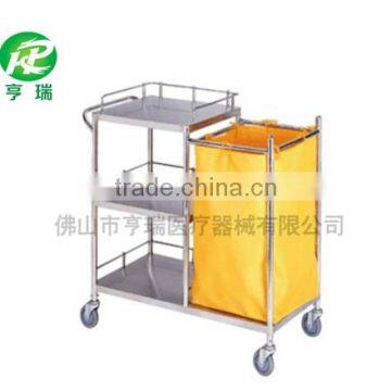 Stainless Steel Instrument Dressing Trolley / Dirty Hospital Linen Trolley With Three Shelves