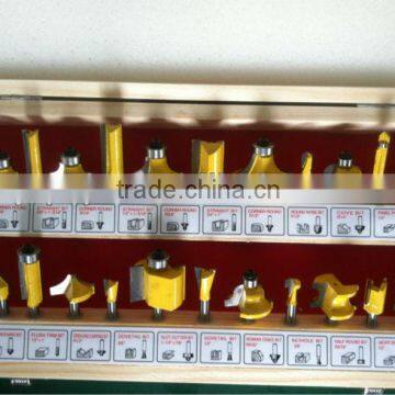 TC-024B Yellow Colour 6mm Shank 24PCS TCT Router Bit Set For Hand Hold Router Machine