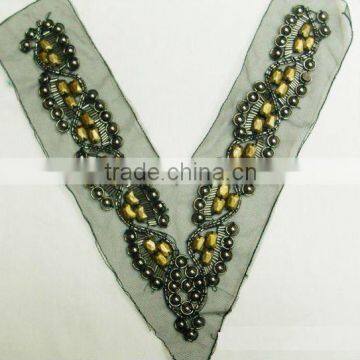 Metal beaded accessories embroidery neckline, blouse neck designs