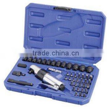 44pcs 1/4" Dr. Pneumatic Stubby Ratchet Wrench Set (Close Captured Ratchet Housing), Air Ratchet Wrench Set, Impact Socket Bit