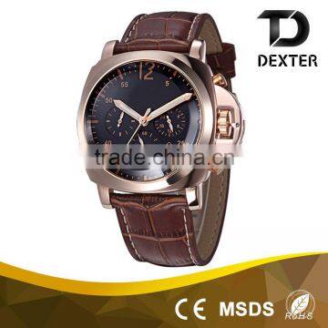 China wholesale OEM waterproof popular mens genuine leather watch